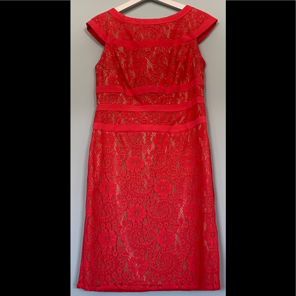 Adrianna Papell | Coral Lace Sheath Dress SZ 10